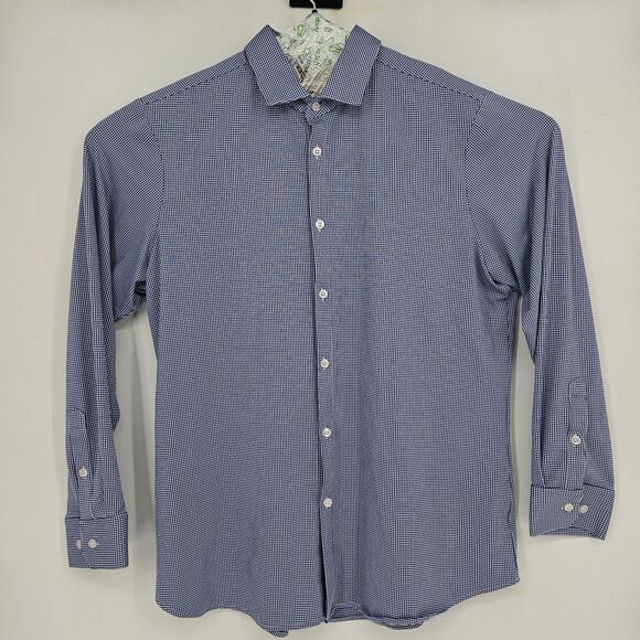 Mizzen Main Shirt Mens XXL Spinnaker Trim Fit Blue Checkered Long Sleeve Casual - Picture 1 of 10